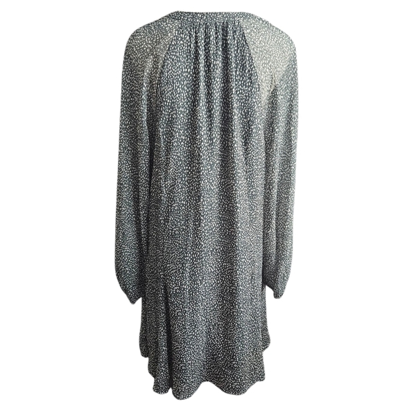 Joie Balloon Sleeve Mini Dress Size LG Green Animal Print Chiffon Retro 90s NWT - Picture 6 of 12